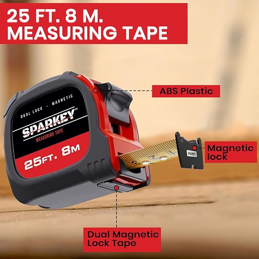 Sparkey 25ft/8M Retractable Tape Measure - Image 2