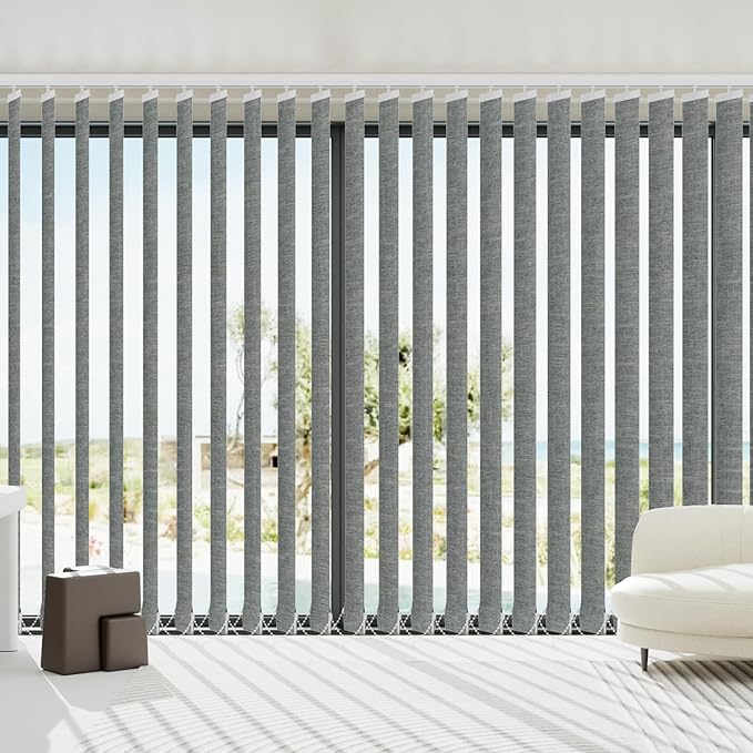 Blindify Motorized Vertical Blinds, Blackout Sliding Door Shades Vertical Shades Remote Control Customize, Dark Grey