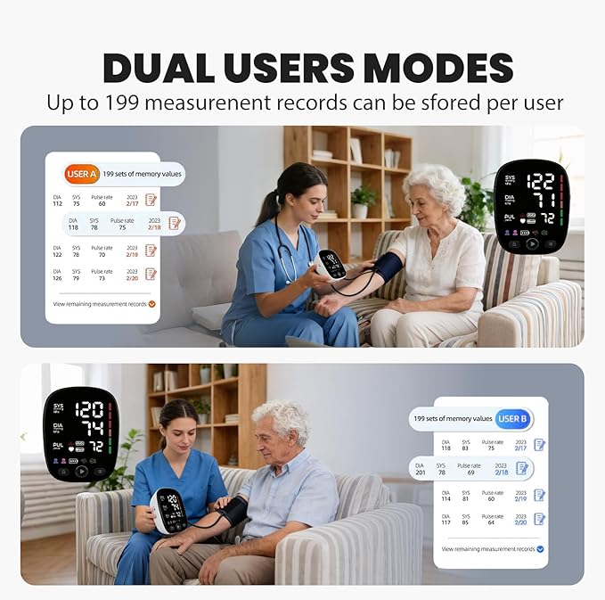 Upper Arm Electronic Blood Pressure Monitor,Blood Pressure Machine, with Cuff and Charging Wire,LED Display,FC-BP 103