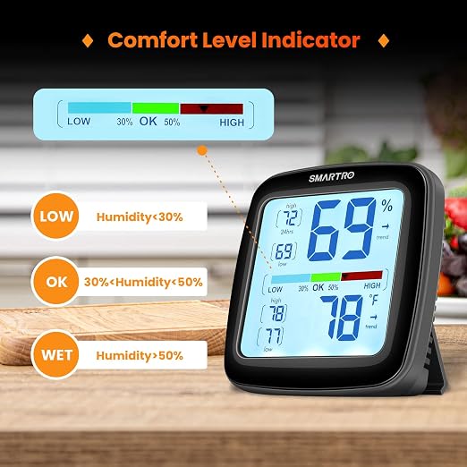 SMARTRO SC42 Professional Digital Hygrometer Indoor Thermometer Room Humidity - Image 3