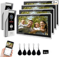 Wired Smart Video Apartments Intercom System,10 Inch Monitors with 1080P Doorbell Camera,3-in-1 Unlocking,TUYA WiFi Door Phone Kits, Ideal for Villas & Homes (2 doorbell + 4 Monitor)