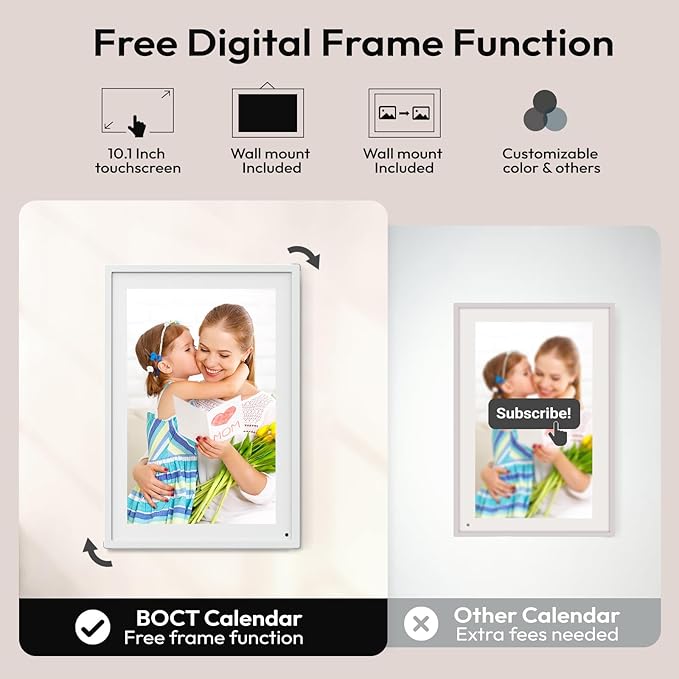 BOCT 10.1'' Digital Calendar Wall - 32GB Memory Touch Screen Chore Chart Smart Calendar,Digital Planner,Auto-Sync,APP Control,Interactive Family Schedules, Gift for Mother