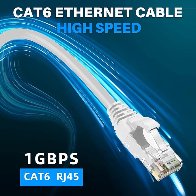 Adoreen Cat 6 Ethernet Cable 200 Ft-White, Outdoor & Indoor Snagless Long Round - Image 5
