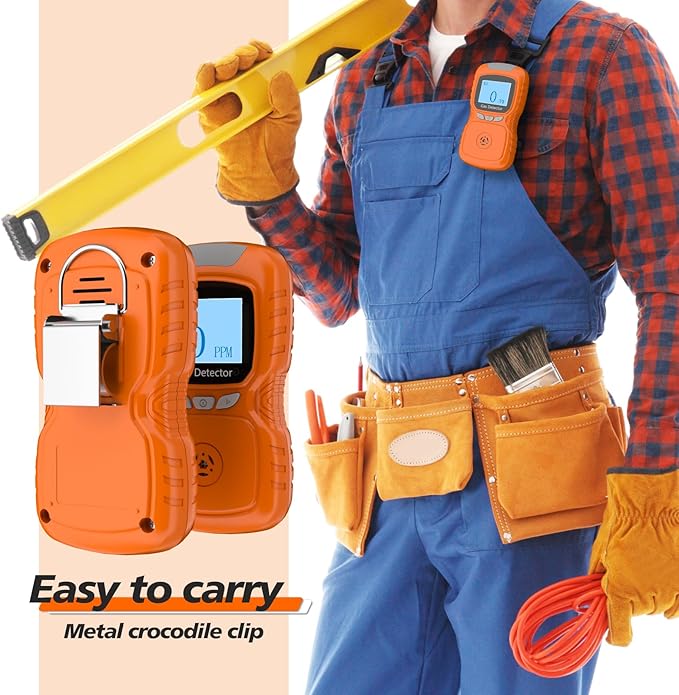 XLA Alert Clip Single Gas H2S Monitor, H2S Monitor Digital H2S Monitor, Clip-on 0~100ppm H2S Gas Detector with Voice, Vibration, Red Indicator Alarms,for Various Working environments