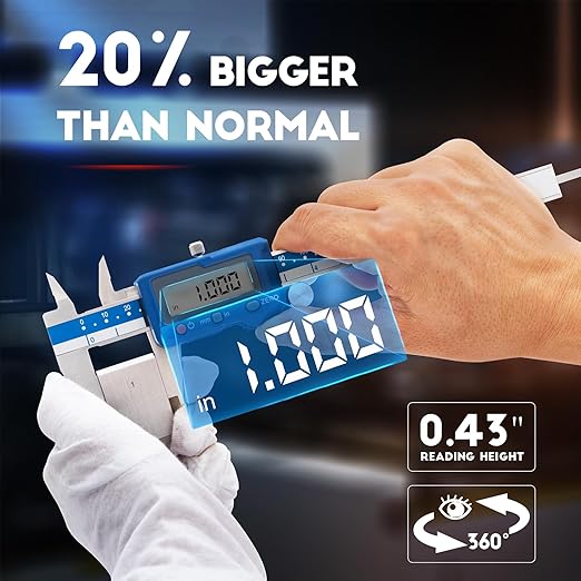 Dasqua 6”/150mm Digital Caliper, Stainless Steel Precision Measuring Tool with Advanced Dual Chip, Large LCD, Resolution 0.0005”/0.01mm, Accuracy ±0.001”/0.02mm