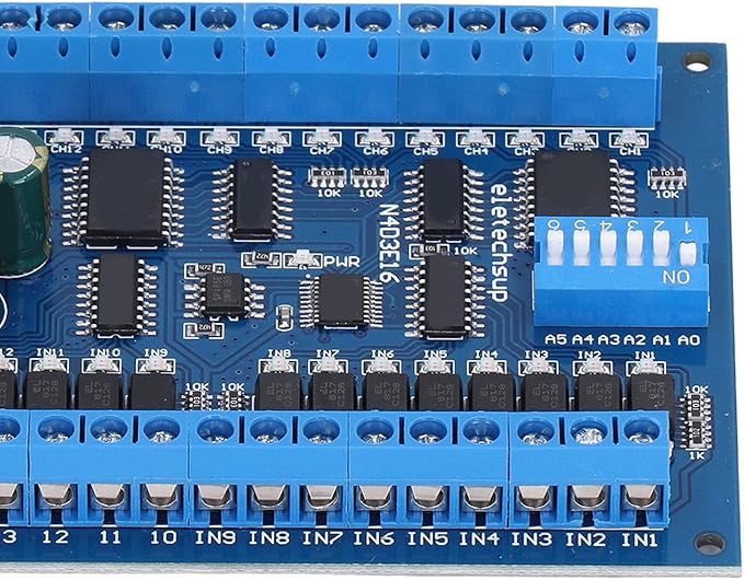 16 Input 16 Output Expansion Board RS485 16 Channel Remote Control Switch Module PLC IO Module DC 6.5‑30V for Smart Home Camera(Single board)