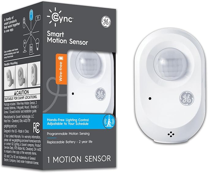 GE CYNC Wireless Smart Motion Sensor, Battery-Powered, Works by CYNCSmartHome