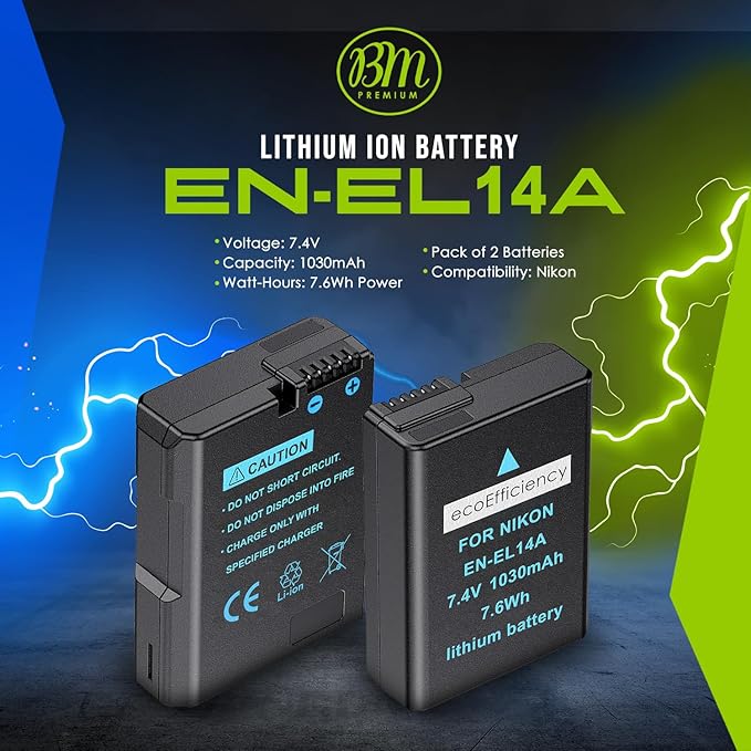 2-Pack of EN-EL14, EN-EL14A Batteries - Image 2