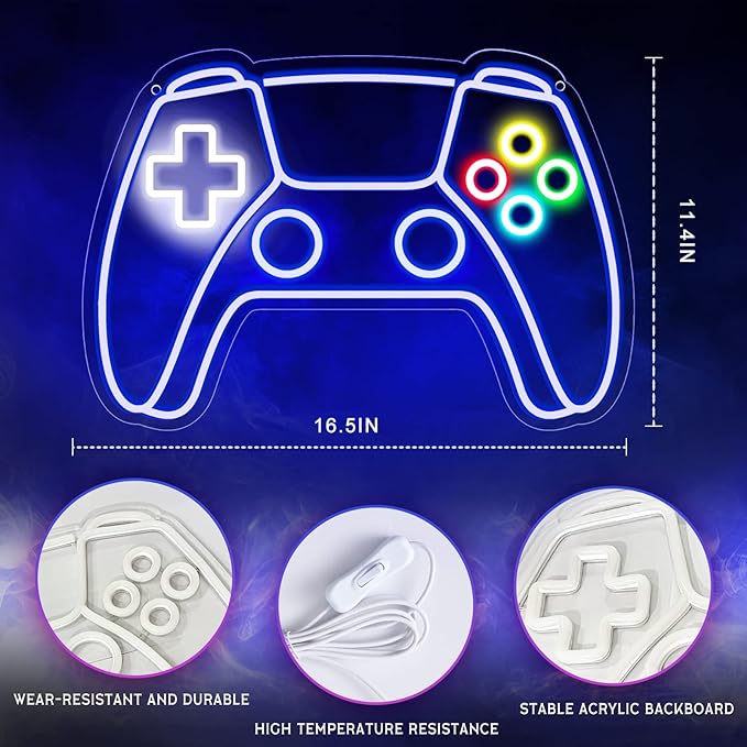 Gamer Neon Sign, Gamepad Shaped LED Neon Sign - Image 2