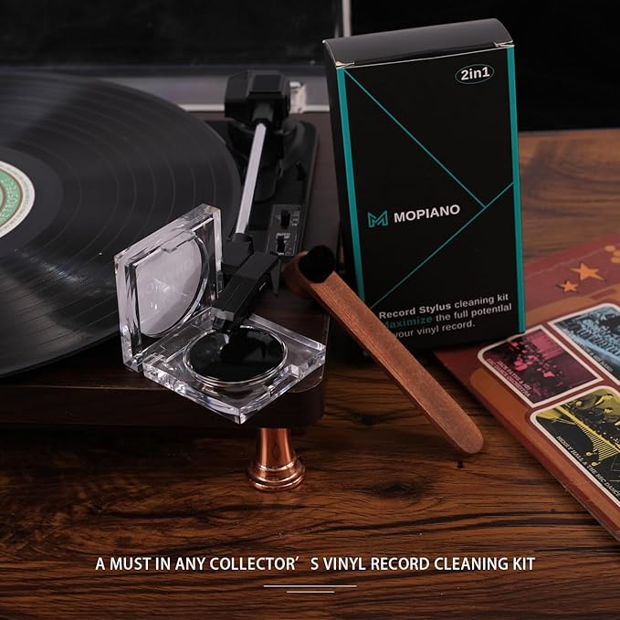 MOPIANO Record Stylus Cleaning Kit | Includes Turntable Cartridge Stylus Cleaner Gel,Anti-Static Stylus Cleaner Brush for Record Player Needles | Vinyl Record Cleaning Kit Accessories