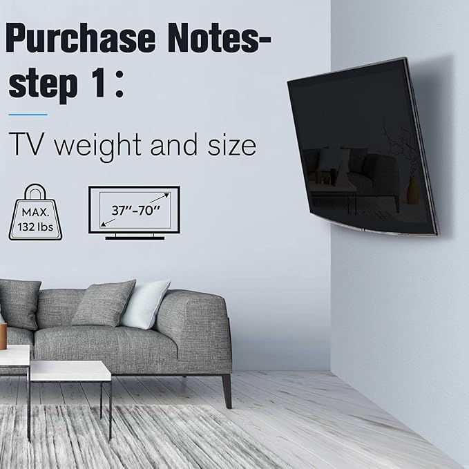 Mounting Dream TV Wall Mount for 37-70 Inch Flat Screen TV - Tilting, Low Profile Space Saving - Max VESA 600 x 400, 132lbs MD2868-LK