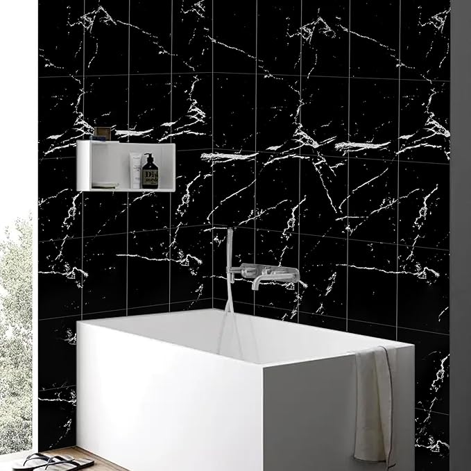 Wall Panels Peel and Stick，PVC Imitation Artificial Marble Tiles Sticker，10 pcs 23.6" L x 11.8" W，Heat-Resistant Backsplash Tile，Ideal for Kitchen Bathrooms Living Rooms Bedrooms.