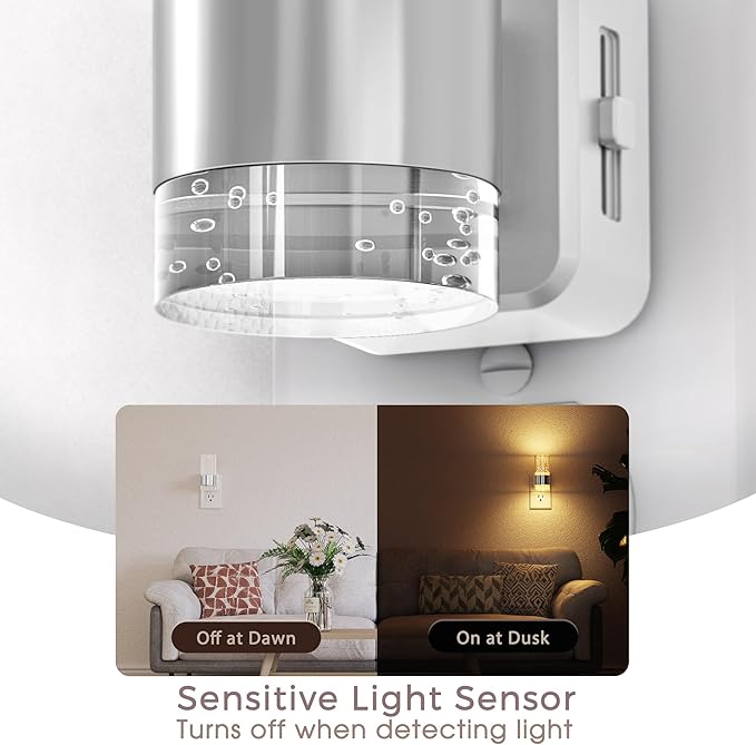 Briignite Night Light, 2 Pack Dimmable Night Lights Plug into Wall, Bubble Night Light with 0-100 LM Adjustable Brightness, Automatic Night Lights with Dusk to Dawn Sensor, for Bathroom Hallway