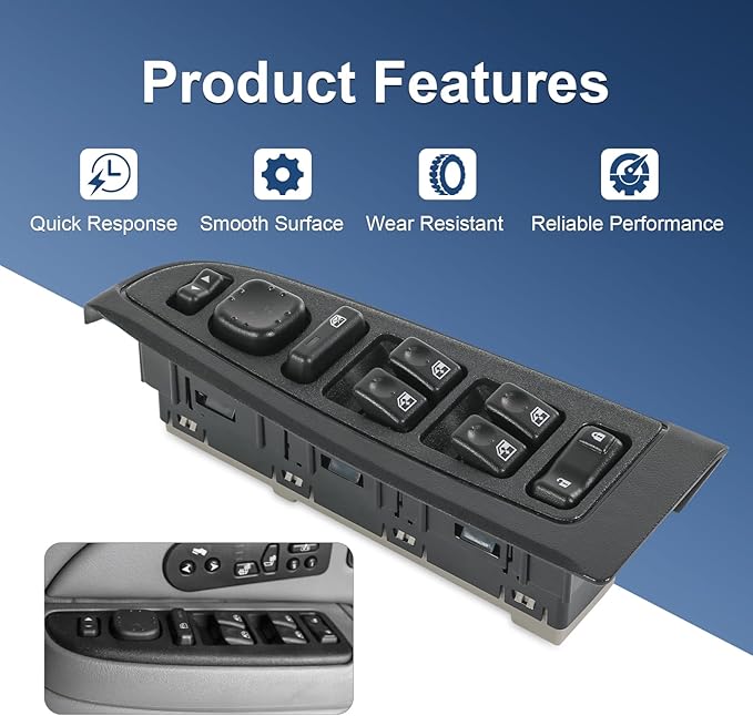 DICMIC Front Driver Side Master Power Window Switch and Door Lock & Black Bezel Assembly Compatible with 2003-2007 Chevrolet, GMC, Cadillac, Hummer Select Model Replace# 15883319, 920-022, DWS-394