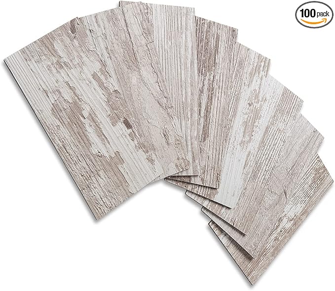 AULIGET 100 Piece Peel and Stick Backsplash PVC Tile, 3 Inch x 6 Inch Brown Birch Stick on Wall Tiles for Backsplash Kitchen, Bathroom, Laundry Room, Camper, Fireplace