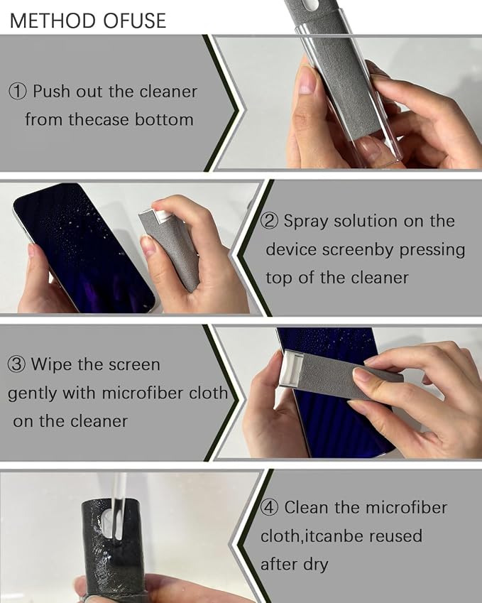 Screen Cleaner Car Screen Cleaner Spray and Wipe Car Stuff Mini Cleaning Kit - Image 4