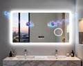 LUVODI Bathroom LED Wall Mirror: 48x24 inch Rectangle Makeup Vanity with Lights Bluetooth Speaker, Time Display, Magnifier, Anti-Fog, Memory Function, 3 Color Temperature