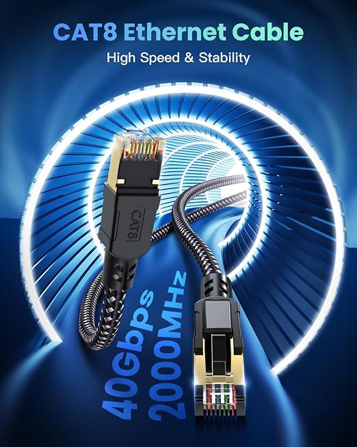 BUSOHE Cat 8 Ethernet Cable 10FT, High Speed 40Gbps 2000Mhz Braided Network - Image 2