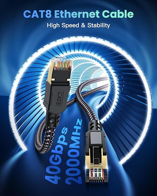 BUSOHE Cat 8 Ethernet Cable 15FT, High Speed 40Gbps 2000Mhz Braided Network - Image 2