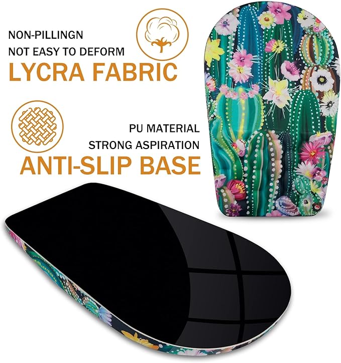 BOCHEERY Ergonomic Mouse Pad Wrist Support,Upgrade Mousepad with Massage Design,Non-Slip PU Base Desktop Mouse Pads for Pain Relief, Computer, Office & Home,12 x 8 in（F-Abstract Cactus）