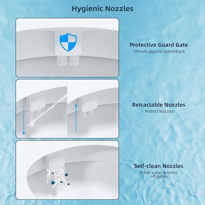 Hibbent Bidet Attachment for Toilet with Self Cleaning Dual Nozzle, Hot and Cold Water Spray Non-Electric Mechanical Toilet Seat Bidet for Rear or Female Washing Sanitizing, Rose Gold