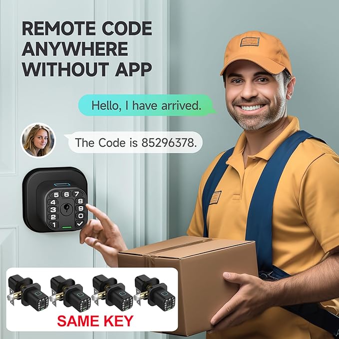 Richelock Fingerprint Door knob, Smart Biometric Door Lock with Keypad, Keyless Entry Code Door Knob, Waterproof & Weatherproof, Auto Lock,Voice Navigation, for Bedroom, Gate,Office