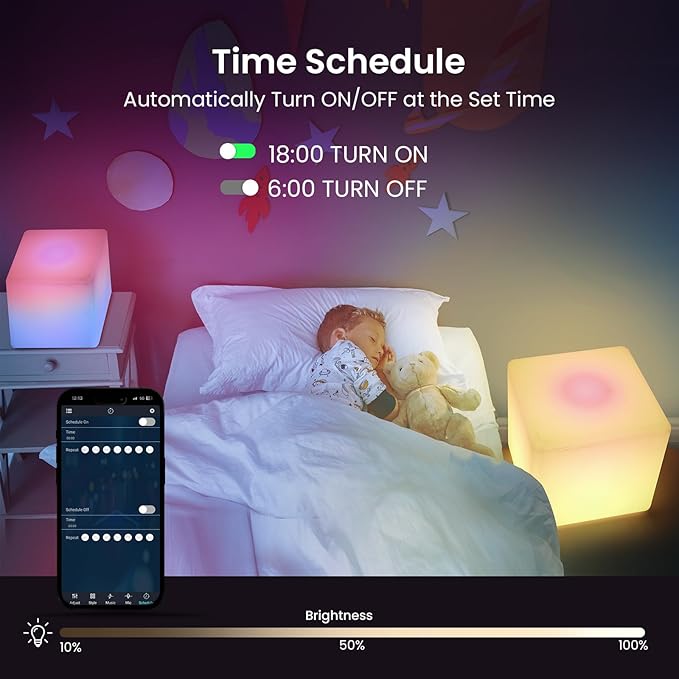 LOFTEK 12-inch Smart Cube Lights: RGBW 16 Million Colors Changing Floor Lamp with APP, Music Sync & Timer NightLights for Living Room Bedroom Game Atmosphere(Corded Electric)