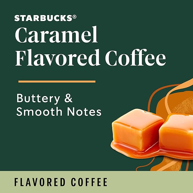 Starbucks K-Cup Coffee Pods, Flavored Hot or Iced Coffee, Caramel, 22 Keurig Pods