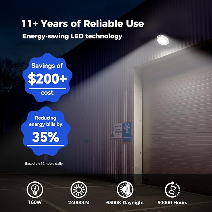 AIKVSXER LED Barn Lights 160W 24000LM Yard Area Light Dusk to Dawn Outdoor Lighting 6500K Security Flood Light IP66 Waterproof for Garden Garages Street Warehouse Farmhouse 2 Pack