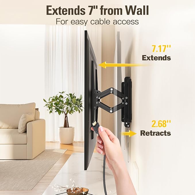 Mounting Dream UL Listed Advanced Tilt TV Wall Mount for Most 42-90 Inch TVs, TV Bracket with Full Tilt Extension up to 7", Fits 16", 18", 24" Studs, Max VESA 600x400mm and 120LBS MD2104