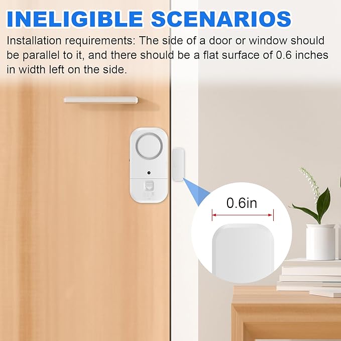 ANKOSHUN Door Window Alarm Sensors - Door Alarms for Kids Safety, Door Alarms for Home Security, for Home, Office, Store, Garage, Dorm Room, Apartment, RV, White, 6 Pack