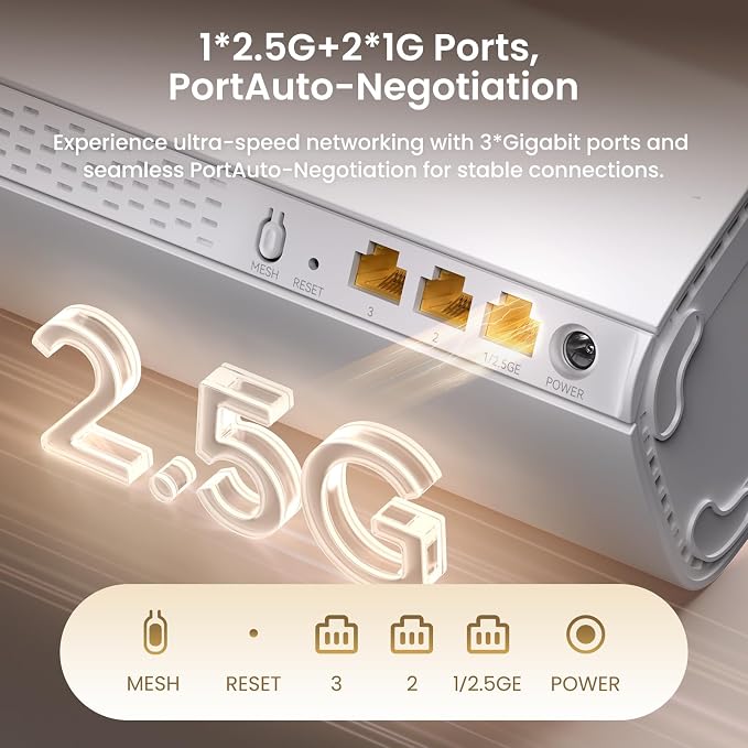 Tenda BE5100 WiFi 7 Mesh WiFi System – Dual-Band Whole-Home Coverage, 1×2.5G + - Image 6