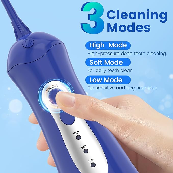 WellLeo Water Flossers for Teeth, Portable Oral Irrigator Rechargeable Water Dental Flosser Pick with High Pressure 5 Jet Tips, IPX7 Travel Water Flossing for Brace Teeth Cleaner Gum Care