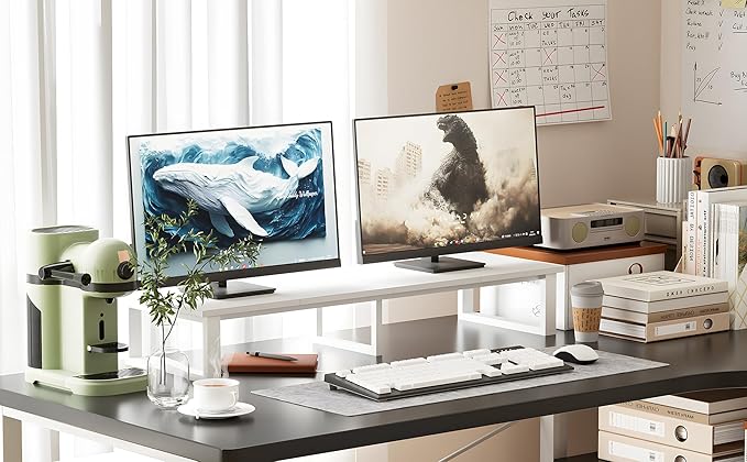 aboxoo 45" TV Riser for 32-60 inch TV, TV Riser Stand Shelf, Tabletop TV Stand Riser, Computer Monitor Table for Home Living Room, Study Office (White)