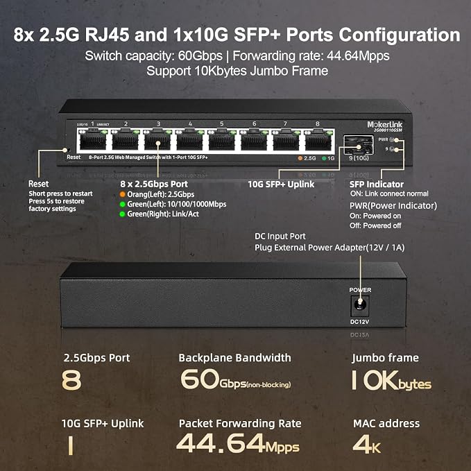 MokerLink 8 Port 2.5 Gigabit Managed Switch - Image 4