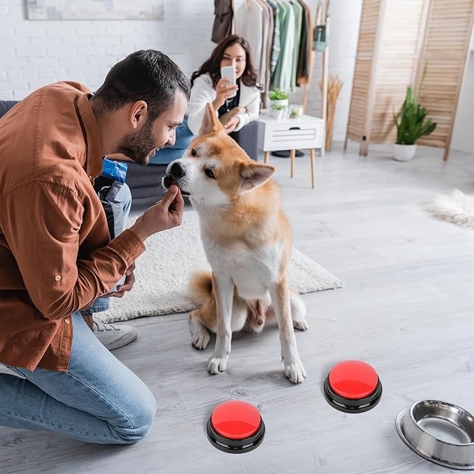 10 PCS Red Voice Recording Buttons for Dogs Dog Training Communication Buttons with 30 Sec Record and Playback, Pet Training Buzzer for Puppy Cats, Funny Gift for Study Office Home Pet Lovers