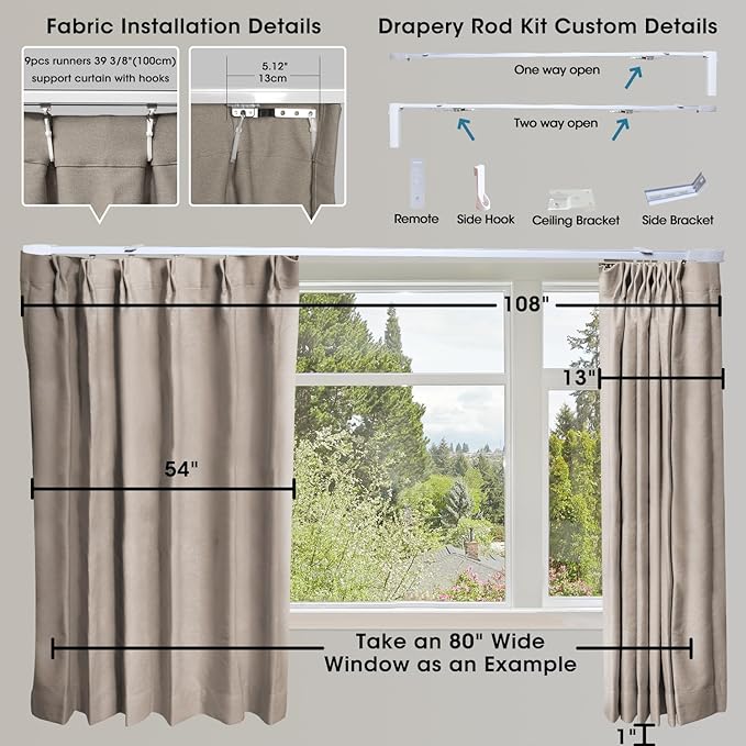 SmartWings Automatic Curtain Opener with Drapery, Motorized Vertical Blinds with Remote, Electric Closet Doors Sliding Panels Compatible with Alexa Google Homekit, 90% Blackout Dove