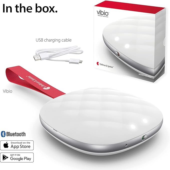 Bellman & Symfon Vibio Bluetooth Bed Shaker – Silent Vibrating Travel Alarm Clocks for Heavy Sleepers – Portable Rechargeable Clock with Multiple Alarms, Call and Message Alerts Easy to Pack for Trips