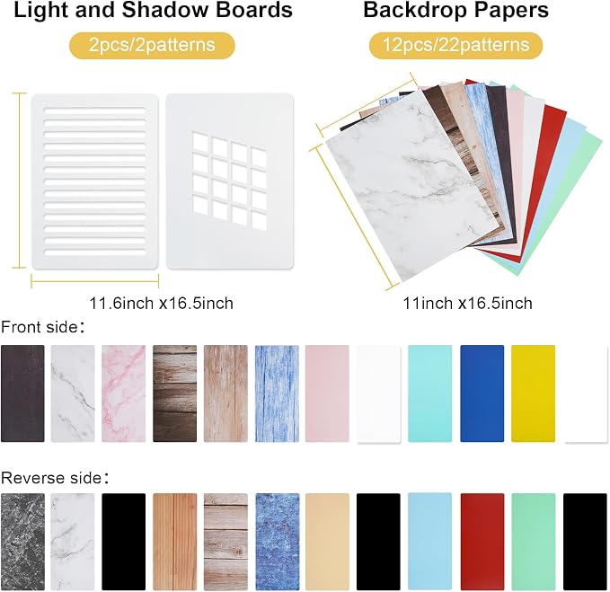 Meking 12Pcs 22Patterns Small Product Photography Backdrops Kit Photo - Image 7