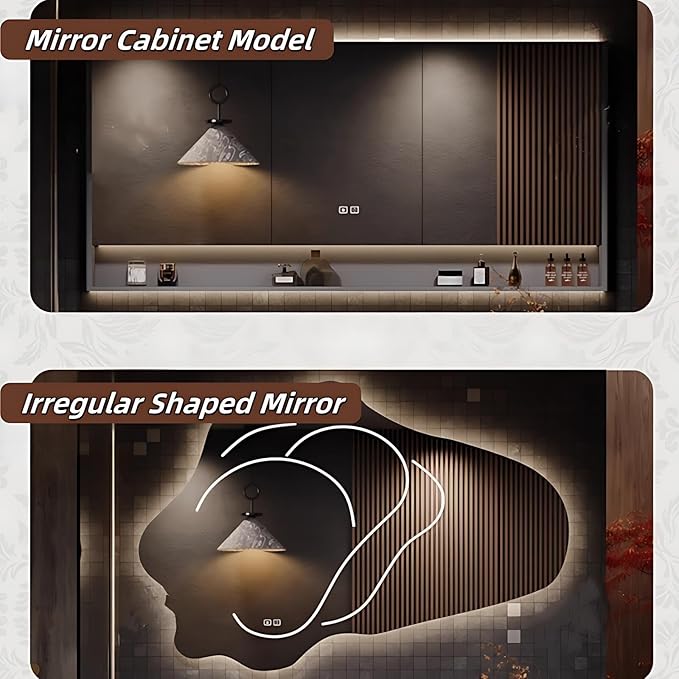Bathroom Floating Vanity - Smart Defogging LED Lamp & Bathroom Vanities with Tops | Innovative Door Panel Design & Motion Sensor Light, Concealed Handle (B, 40IN)