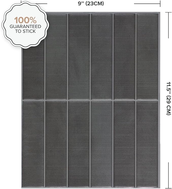 SMART TILES Peel and Stick Backsplash - 5 Sheets of 11.43" x 9" - 3D Adhesive Peel and Stick Tile Backsplash for Kitchen, Bathroom, Wall Tile