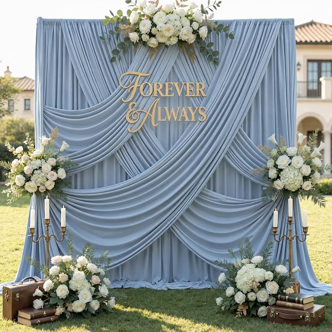 12ft x 10ft Dusty Blue Backdrop Curtains by CO-AVE