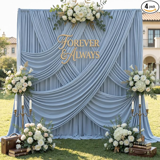 20ft x 12ft Dusty Blue Backdrop Curtains by CO-AVE