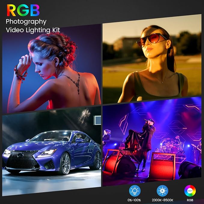 RGB Photography Lighting Kit, 50W Bi-Color Professional LED Studio Lights - Image 2