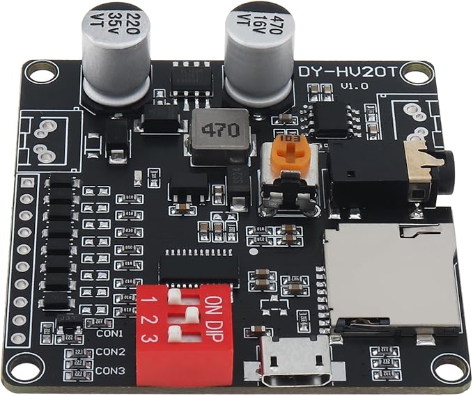 DiGiYes 20W Voice Playback Module DC 6-35V 24-bit DAC Output Support TF Card 32GB for Broadcast Device DIY, Support USB Downloadable Music Player Board