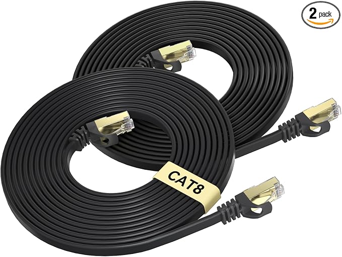 BUSOHE Cat 8 Ethernet Cable 6 FT 2-Pack, 40Gbps 2000MHz Cat8 High Speed Flat by BUSOHE