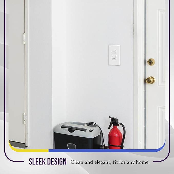 ENERLITES Jumbo Duplex Receptacle Outlet Wall Plate, Electrical Outlet Covers, Gloss Finish, Over-Size 1-Gang 5.5" x 3.5", Polycarbonate Thermoplastic, 8821O-W-10PCS, White (10 Pack)