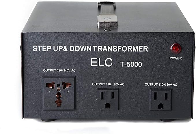 ELC T-5000+ 5000-Watt Voltage Converter Transformer - Step Up/Down - 110V/220V - Circuit Breaker Protection Heavy Duty [3-Years Warranty]