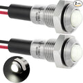 ZGSZJHF UL Listed Mini Indicator Light 8mm 0.31" Waterproof IP67 110V-120V Domed Sphere High Head Metal 304-Stainless Steel LED Lamp Pilot Light with 140mm Wire