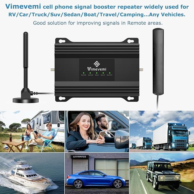 Vehicle Cell Phone Signal Booster for Car, Truck & RV – Boost 5G & 4G LTE for All U.S. Carriers (Band 2/4/5/12/13/17/25/66), FCC Approved Mobile Cellular Repeater